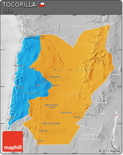 Political Map of TOCOPILLA, lighten, desaturated