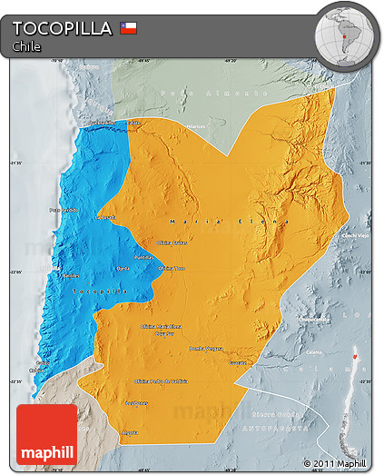 Political Map of TOCOPILLA, lighten, semi-desaturated