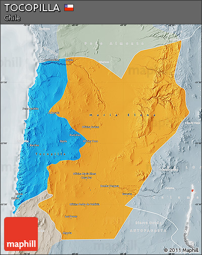 Political Map of TOCOPILLA, lighten, semi-desaturated