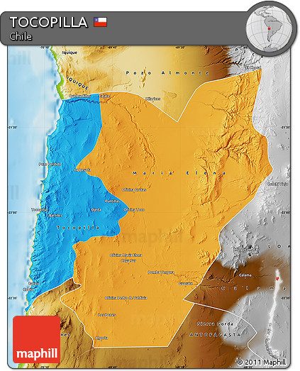 Political Map of TOCOPILLA, physical outside