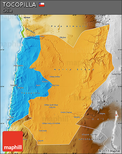 Political Map of TOCOPILLA, physical outside