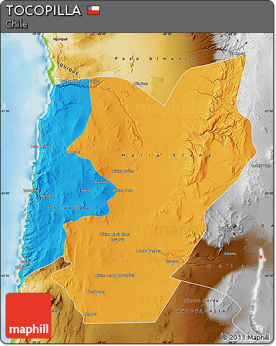 Political Map of TOCOPILLA, physical outside