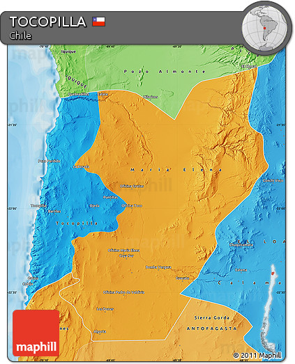 Political Map of TOCOPILLA, political shades outside