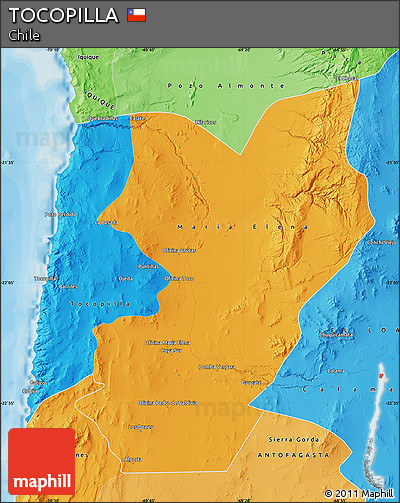 Political Map of TOCOPILLA, political shades outside