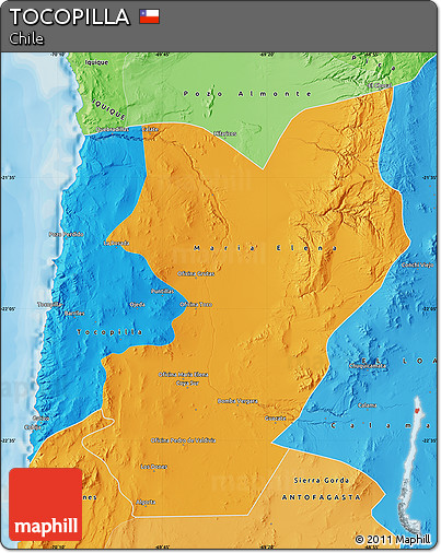 Political Map of TOCOPILLA, political shades outside