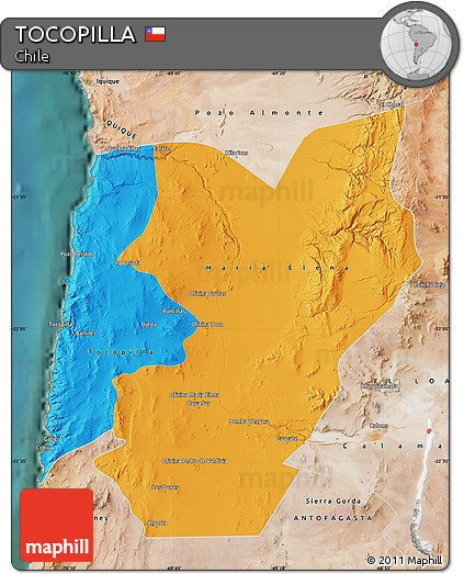 Political Map of TOCOPILLA, satellite outside