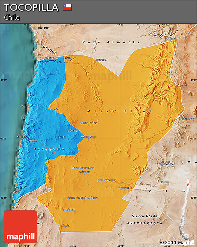 Political Map of TOCOPILLA, satellite outside