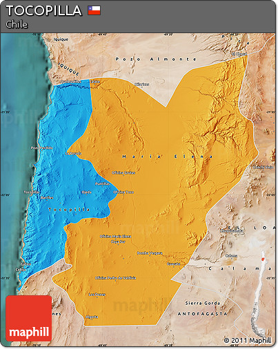 Political Map of TOCOPILLA, satellite outside