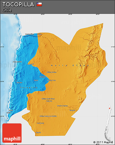 Political Map of TOCOPILLA, single color outside