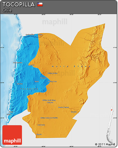Political Map of TOCOPILLA, single color outside