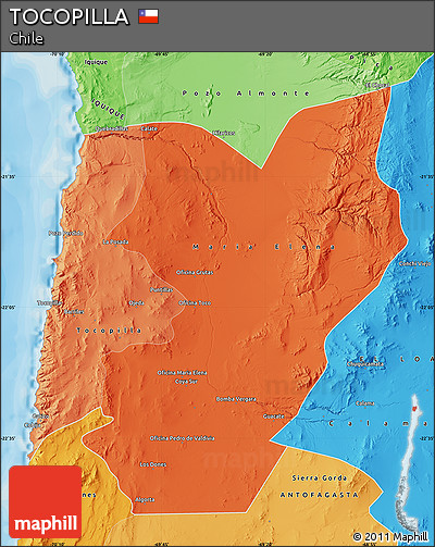 Political Shades Map of TOCOPILLA