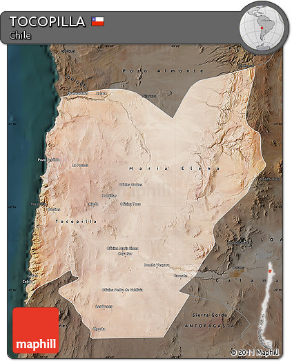 Satellite Map of TOCOPILLA, darken