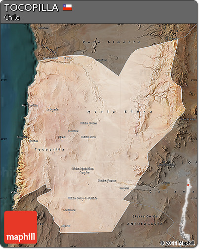 Satellite Map of TOCOPILLA, darken