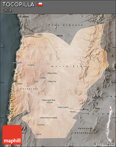 Satellite Map of TOCOPILLA, darken, semi-desaturated
