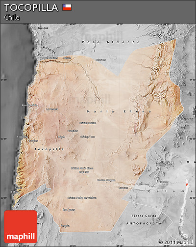 Satellite Map of TOCOPILLA, desaturated