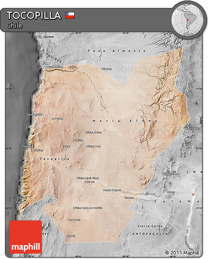 Satellite Map of TOCOPILLA, desaturated
