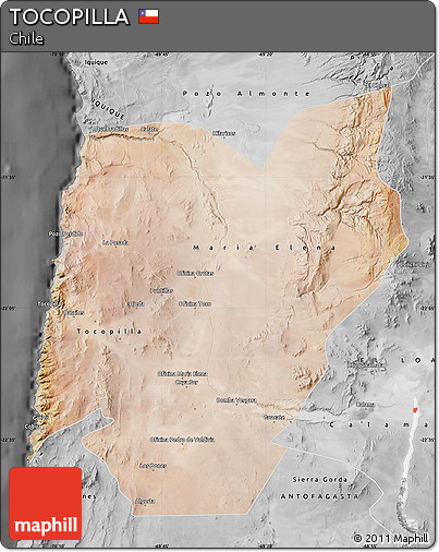 Satellite Map of TOCOPILLA, desaturated