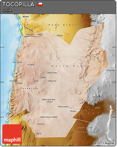 Satellite Map of TOCOPILLA, physical outside