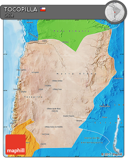 Satellite Map of TOCOPILLA, political outside