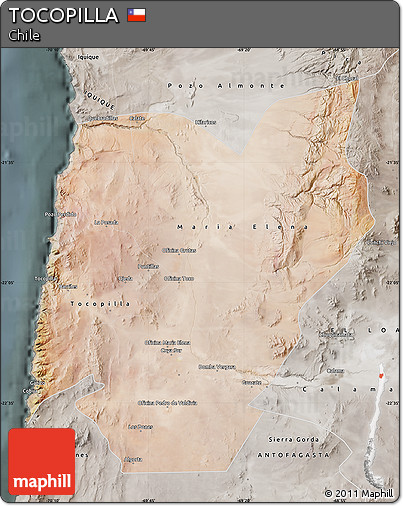 Satellite Map of TOCOPILLA, semi-desaturated