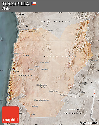 Satellite Map of TOCOPILLA, semi-desaturated