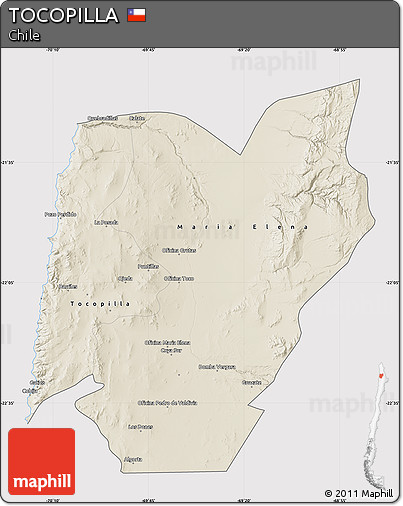 Shaded Relief Map of TOCOPILLA, cropped outside