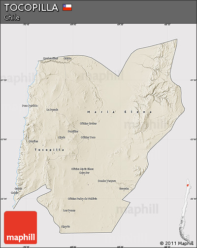 Shaded Relief Map of TOCOPILLA, cropped outside