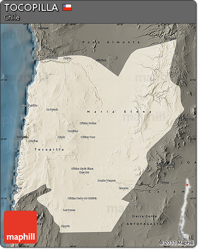Shaded Relief Map of TOCOPILLA, darken