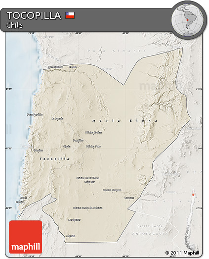 Shaded Relief Map of TOCOPILLA, lighten