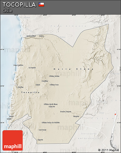 Shaded Relief Map of TOCOPILLA, lighten