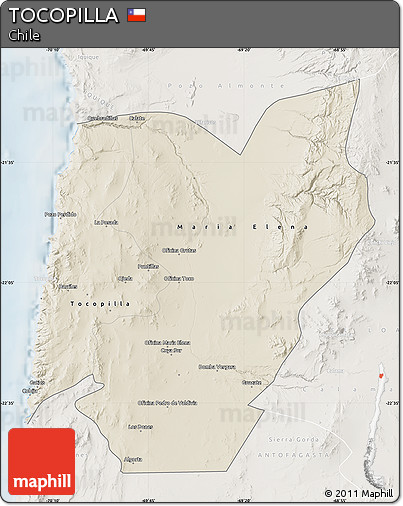 Shaded Relief Map of TOCOPILLA, lighten