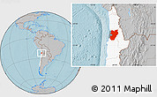 Gray Location Map of Maria Elena, highlighted country, highlighted parent region, hill shading