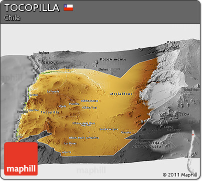 Physical Panoramic Map of TOCOPILLA, darken, desaturated