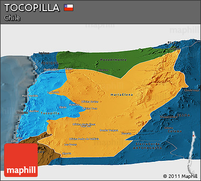 Political Panoramic Map of TOCOPILLA, darken