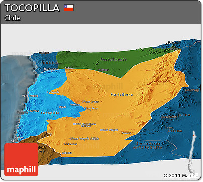 Political Panoramic Map of TOCOPILLA, darken