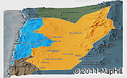 Political Panoramic Map of TOCOPILLA, darken, semi-desaturated