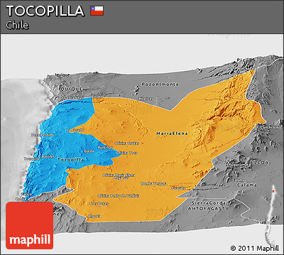 Political Panoramic Map of TOCOPILLA, desaturated