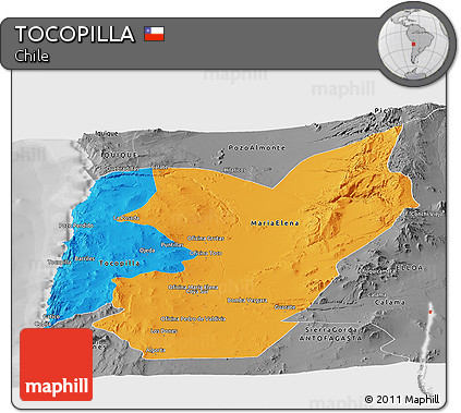 Political Panoramic Map of TOCOPILLA, desaturated