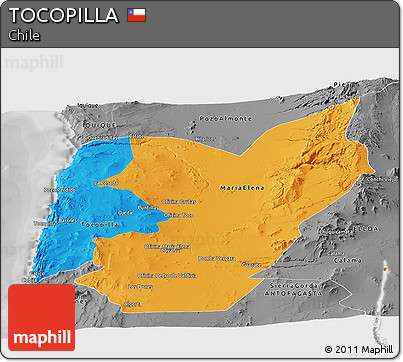 Political Panoramic Map of TOCOPILLA, desaturated