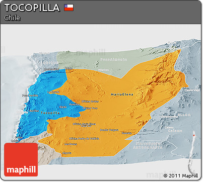 Political Panoramic Map of TOCOPILLA, lighten, semi-desaturated