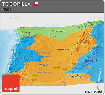 Political Panoramic Map of TOCOPILLA, political shades outside