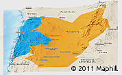 Political Panoramic Map of TOCOPILLA, shaded relief outside