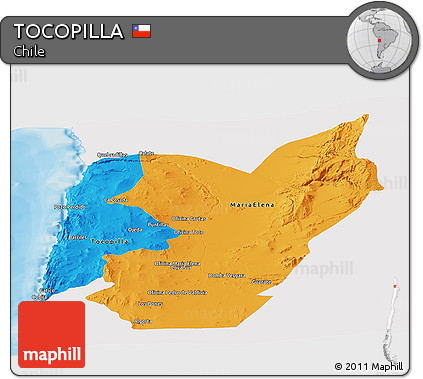 Political Panoramic Map of TOCOPILLA, single color outside