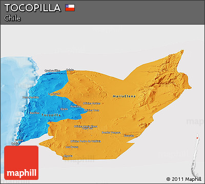 Political Panoramic Map of TOCOPILLA, single color outside