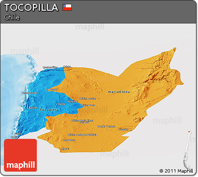 Political Panoramic Map of TOCOPILLA, single color outside