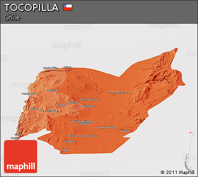 Political Shades Panoramic Map of TOCOPILLA, cropped outside