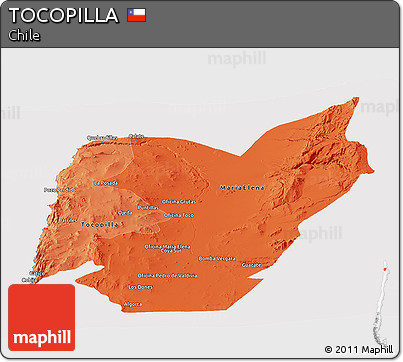 Political Shades Panoramic Map of TOCOPILLA, cropped outside