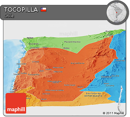 Political Shades Panoramic Map of TOCOPILLA