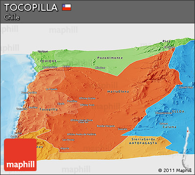 Political Shades Panoramic Map of TOCOPILLA
