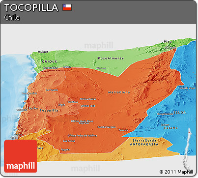 Political Shades Panoramic Map of TOCOPILLA